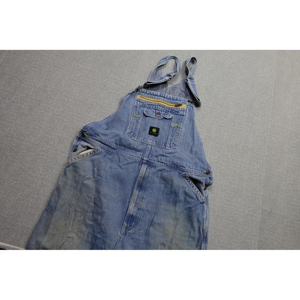 John Deere Overalls Mens 40x34 Blue Denim Bib Workwear Carpenter Utility Pockets
